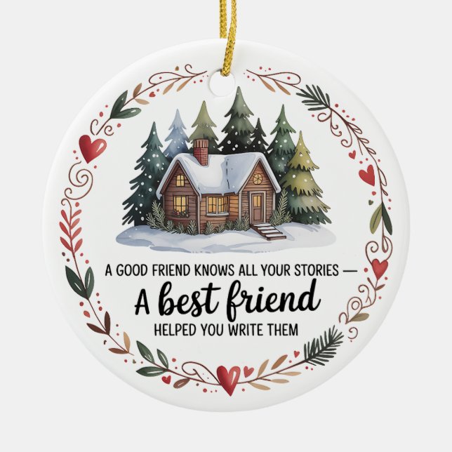 Adorno De Cerámica Best Friend Photo Christmas Tree Ornament (Frente)
