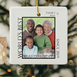Adorno De Cerámica Best Grandparents Photo Name Christmas Gift