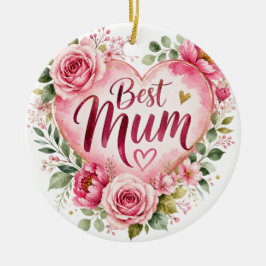 Adorno De Cerámica Best Mum Aquarell Blumenherz Design