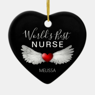 Adorno De Cerámica Best Nurse Medical Red Heart Personalized Keepsake