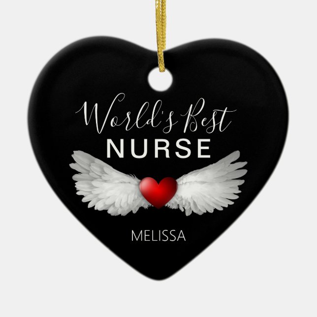Adorno De Cerámica Best Nurse Medical Red Heart Personalized Keepsake (Frente)