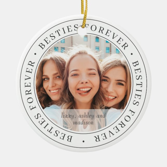 Adorno De Cerámica Besties Forever BFF Personalizado sencillo moderno (Frente)