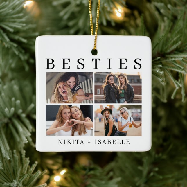 Adorno De Cerámica Besties Photo Collage Friendship Keepsake Gift (Árbol)