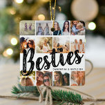 Adorno De Cerámica BESTIONES, Collage de fotos y nombres | Navidades<br><div class="desc">Los bollos son invaluables - Si tienes la suerte de tener uno, avísenlos saber cuánto significan para ti con este adorno de navidad de moda del collage de fotos de los 'Mejores Amigos'. Con 12 fotografías cuadradas de su elección, que se descargan fácilmente de su teléfono o computadora, el texto...</div>