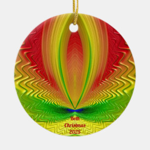 Adorno De Cerámica BETH ~ Navidades Amarillos Rojos Personalizados