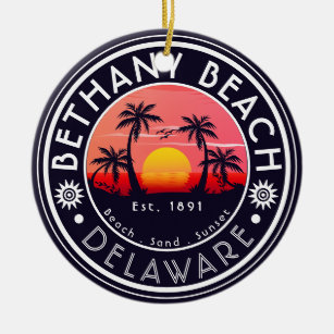 Adorno De Cerámica Bethany beach Delaware Sunset Beach Palm Tree 80