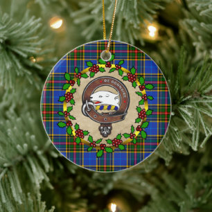 Adorno De Cerámica Bethune Clan Badge & Tartan Personalizado Xmas