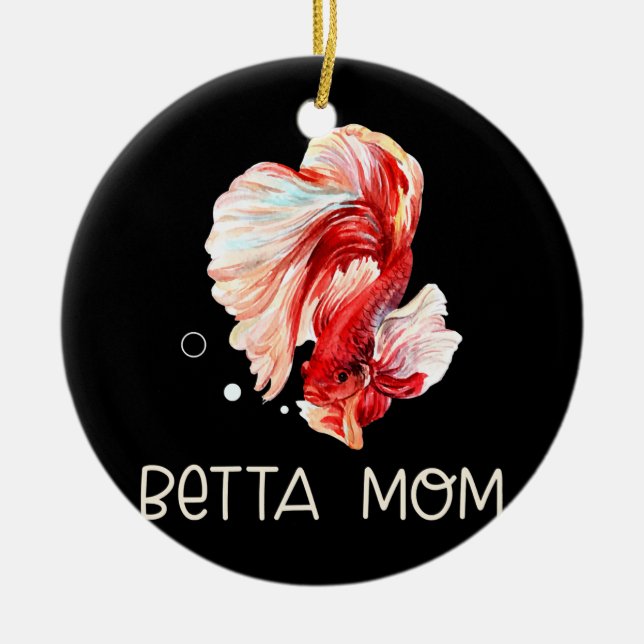 Adorno De Cerámica Betta Fish Betta Mamá Divertida Mascota Propietari (Frente)