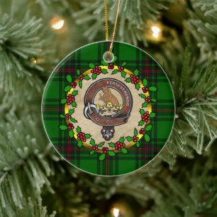 Adorno De Cerámica Beveridge Clan Badge & Tartan Personalizado Xmas