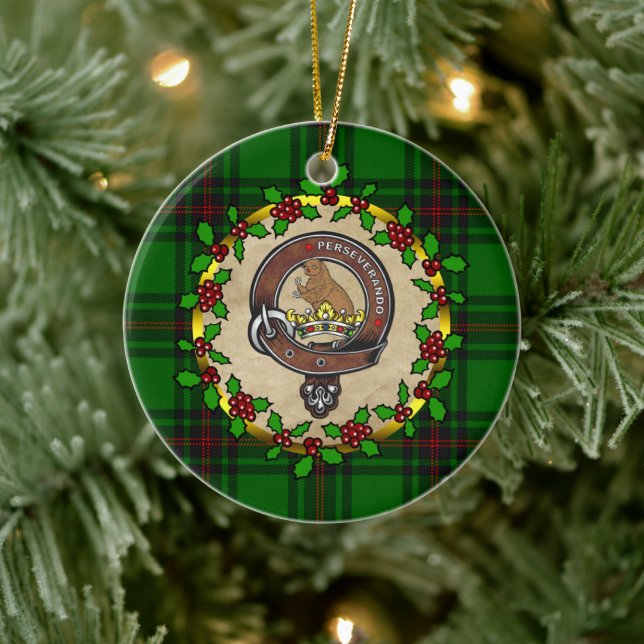 Adorno De Cerámica Beveridge Clan Badge & Tartan Personalizado Xmas (Árbol)