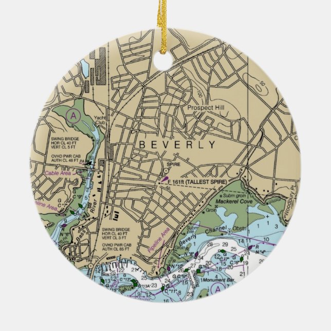 Adorno De Cerámica Beverly MAMÁES gráfico nautico (Atrás)