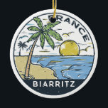 Adorno De Cerámica Biarritz France Vintage<br><div class="desc">Diseño de arte vectorial de Biarritz. Biarritz,  una elegante ciudad costera situada en la costa vasca del suroeste de Francia.</div>