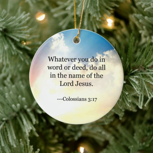 Adorno De Cerámica Biblia - Colossianos 3:17, (Árbol)