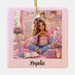 Adorno De Cerámica Biblia cristiana para niñas de color rosa pastel a