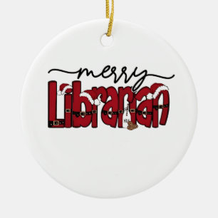 Adorno De Cerámica Bibliotecario Alegre Navidad Amante de los Libros 