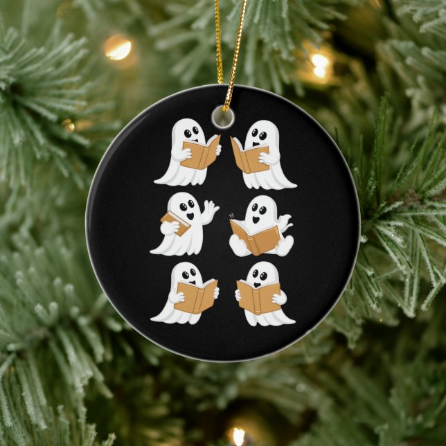 Adorno De Cerámica Bibliotecario de libros de lectura Ghost, profesor (Árbol)