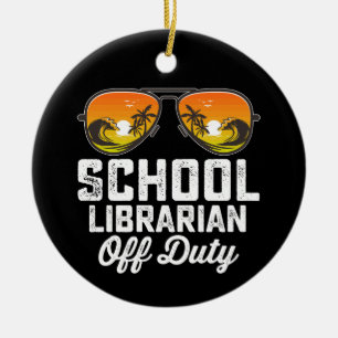 Adorno De Cerámica Bibliotecario Escolar Fuera de Servicio Último Día