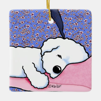 Adorno De Cerámica Bichón cansado de perro de KiniArt