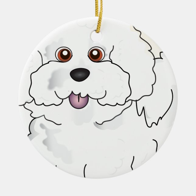Adorno De Cerámica Bichon Frise (Frente)