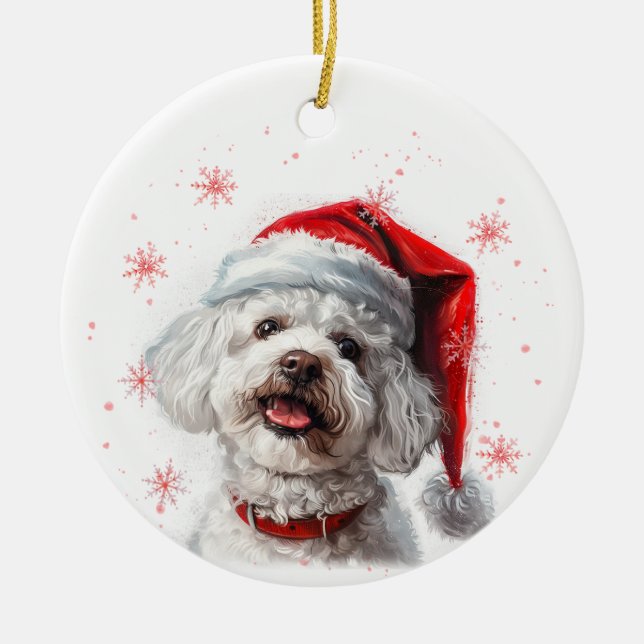 Adorno De Cerámica Bichon Frise Dog Christmas Personalized (Frente)