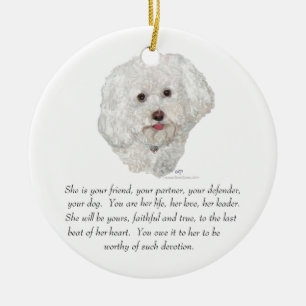 Adorno De Cerámica Bichon Frise Keepsake FEMALE