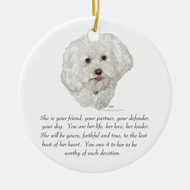 Adorno De Cerámica Bichon Frise Keepsake FEMALE (Frente)