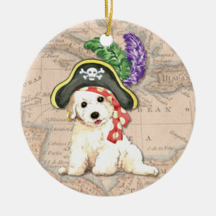 Adorno De Cerámica Bichon Frise Pirate