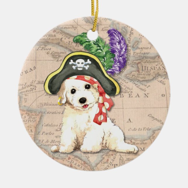 Adorno De Cerámica Bichon Frise Pirate (Frente)
