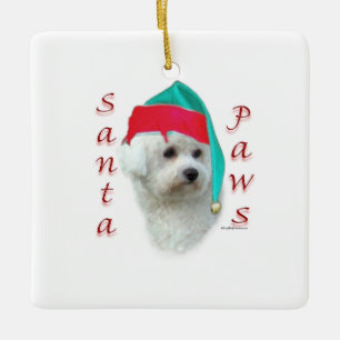 Adorno De Cerámica Bichon Frise Santa Paws