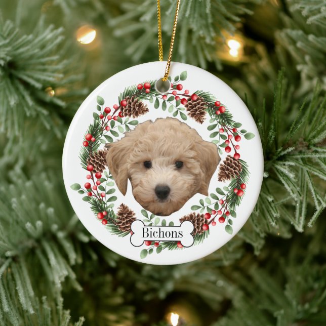 Adorno De Cerámica Bichons Frises dog (Árbol)