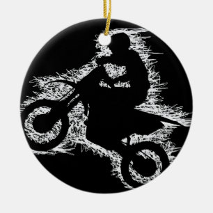 Adorno De Cerámica BICI de la SUCIEDAD (garabato blanco)