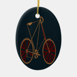 Adorno De Cerámica Bici del rojo azul de la escuela vieja de la