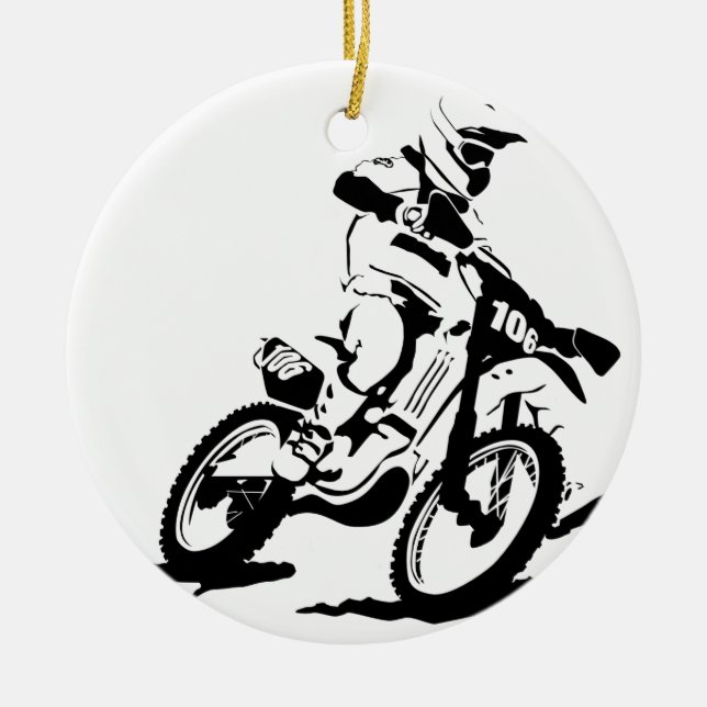 Adorno De Cerámica Bici y jinete simples de Motorcross (Frente)