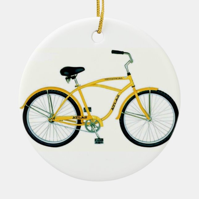 ADORNO DE CERÁMICA BICICLETA AMARILLA NAVIDAD (Frente)