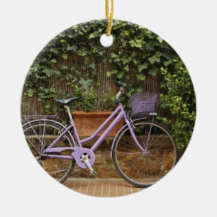 Adorno De Cerámica Bicicleta aparcada, Pienza, Italia, Toscana