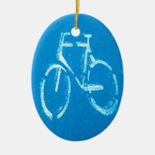 Adorno De Cerámica Bicicleta azul blanca, bicicleta en bicicleta Rótu