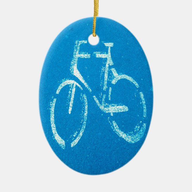 Adorno De Cerámica Bicicleta azul blanca, bicicleta en bicicleta Rótu (Frente)