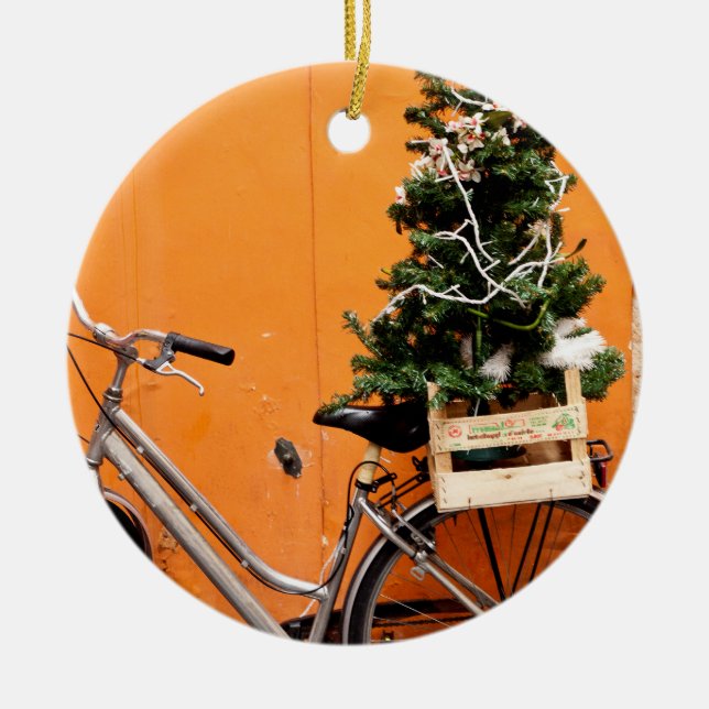 Adorno De Cerámica Bicicleta de árbol de Navidad (Frente)