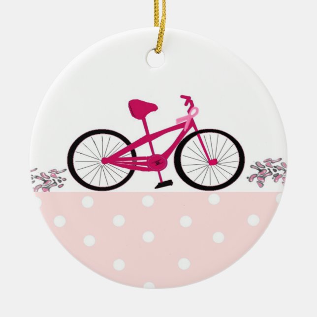 Adorno De Cerámica Bicicleta para una cura - Bicicleta rosa (Frente)