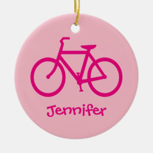 Adorno De Cerámica Bicicleta Rosa Personalizada