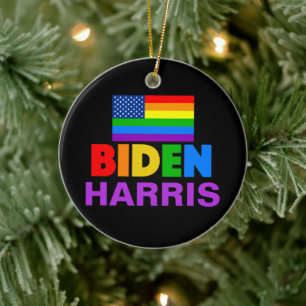 Adorno De Cerámica Biden Harris Navidades políticos del orgullo gay a