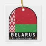 Adorno De Cerámica Bielorrusia Emblema de bandera con mal sabor<br><div class="desc">Emblema de Belarús con angustia que muestra la bandera y el escudo de armas.</div>