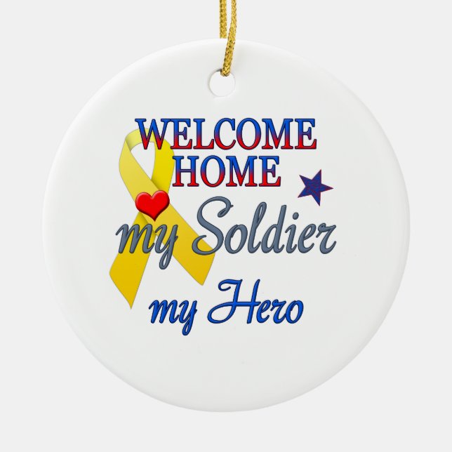 Adorno De Cerámica Bienvenido a casa mi soldado mi héroe (Frente)