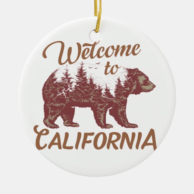 Adorno De Cerámica Bienvenidos a California Bear (Frente)