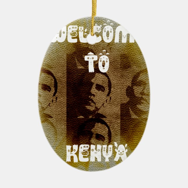 Adorno De Cerámica Bienvenidos a Kenia (Frente)