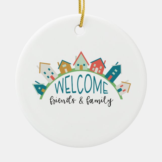 Adorno De Cerámica Bienvenidos amigos y familiares (Frente)
