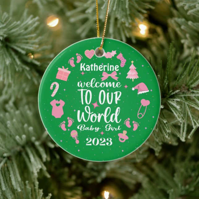 Adorno De Cerámica Bienvenidos navidades a nuestra bebé mundial (Árbol)