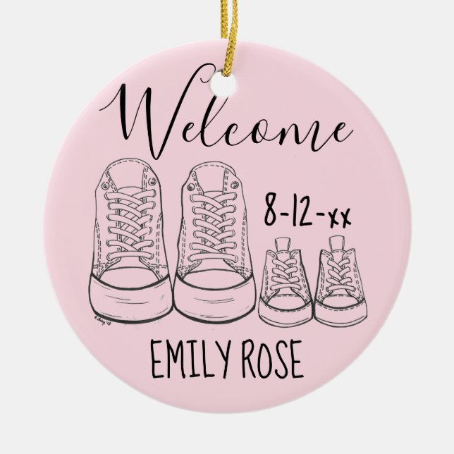 Adorno De Cerámica Bienvenidos Recién nacido bautismo Christening Chi (Frente)