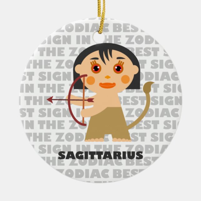 Adorno De Cerámica ¡Bienvenidos Sagittarius Zodiac Baby! (Frente)