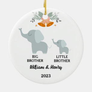 Adorno De Cerámica Big Brother & Little Brother Elephant, nombre pers